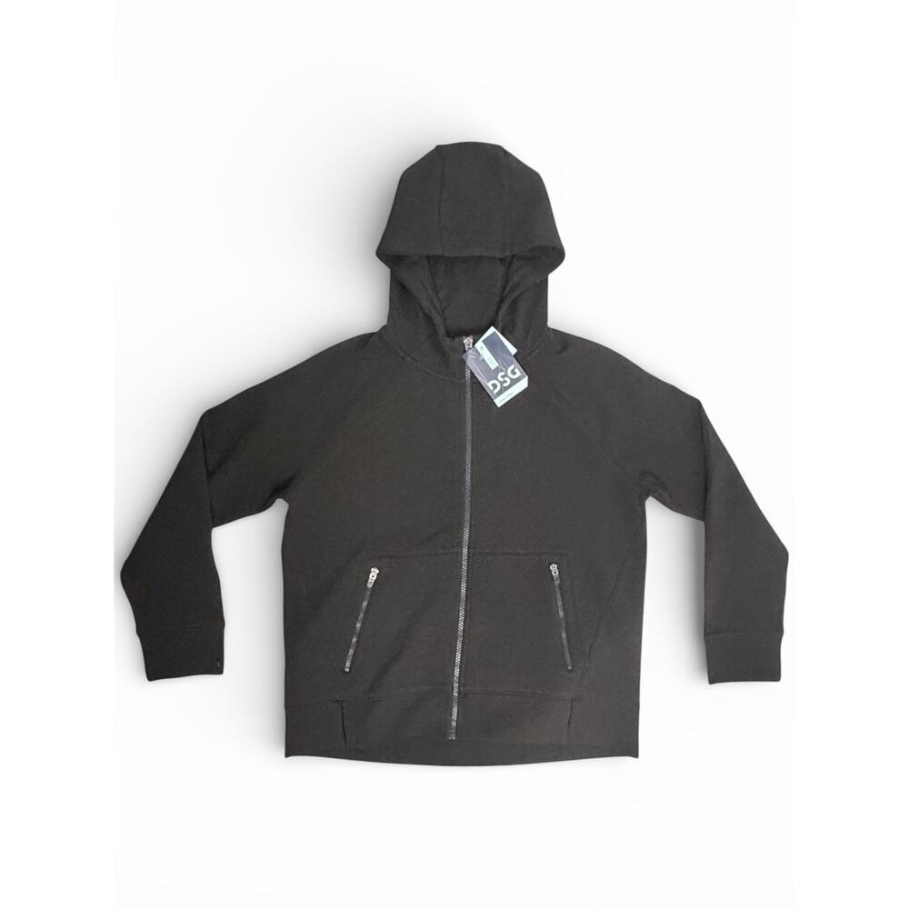 DSG Girls Black Sports Fleece Full-Zip Hoodie